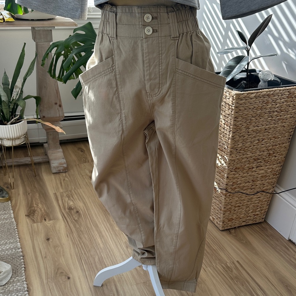 Free People S elastic high waist stylish chic tapered leg pants/chinos